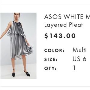 ASOS white midi dress with layered pleat